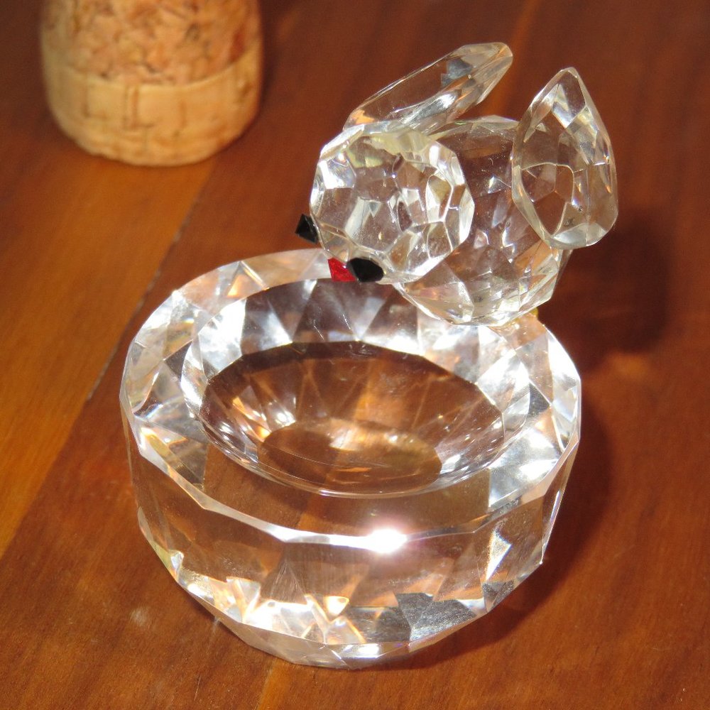Crystal miniature Bird on a Birdbath figurine ornament